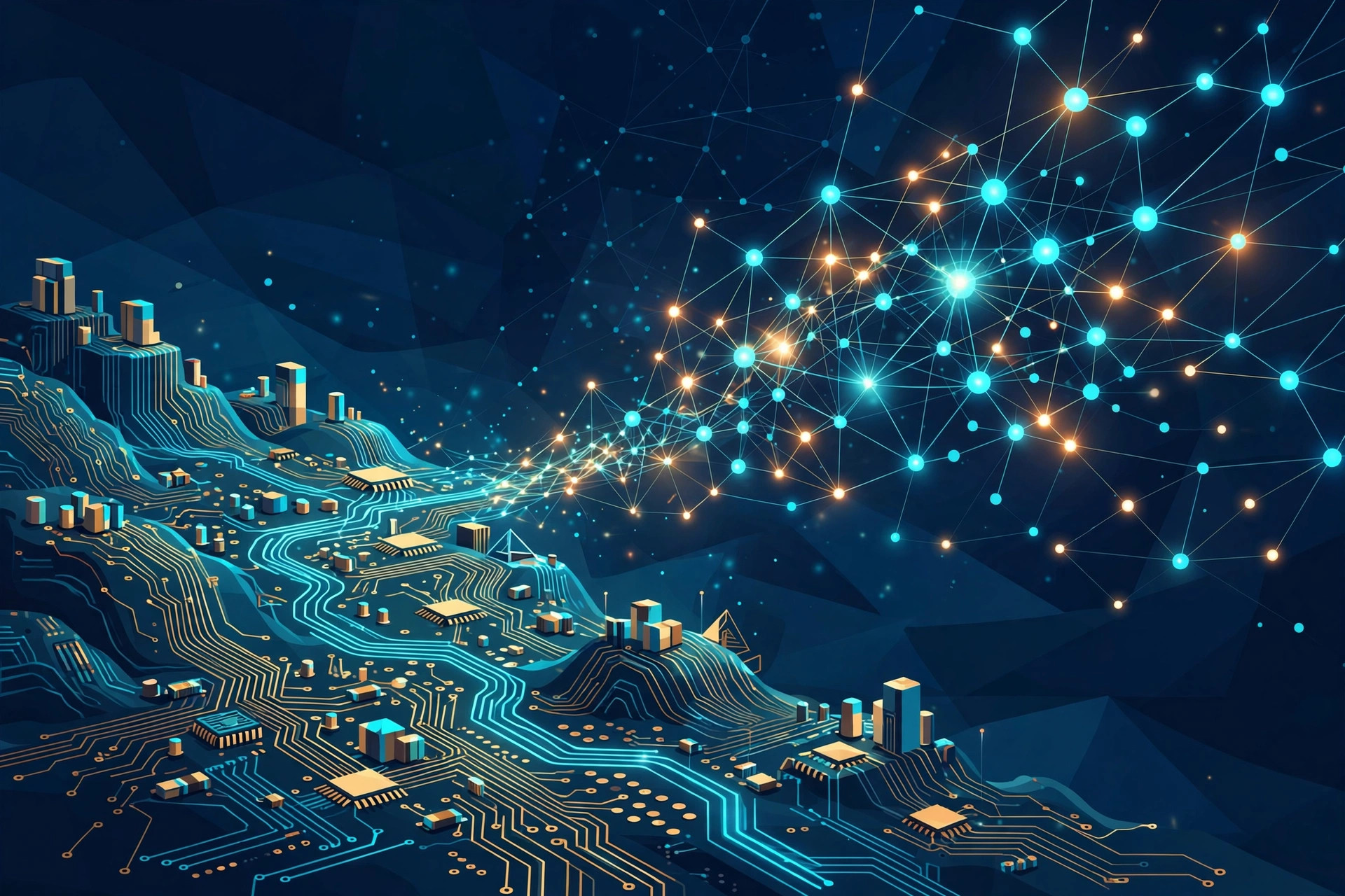 Abstract technology illustration representing Tech Forest