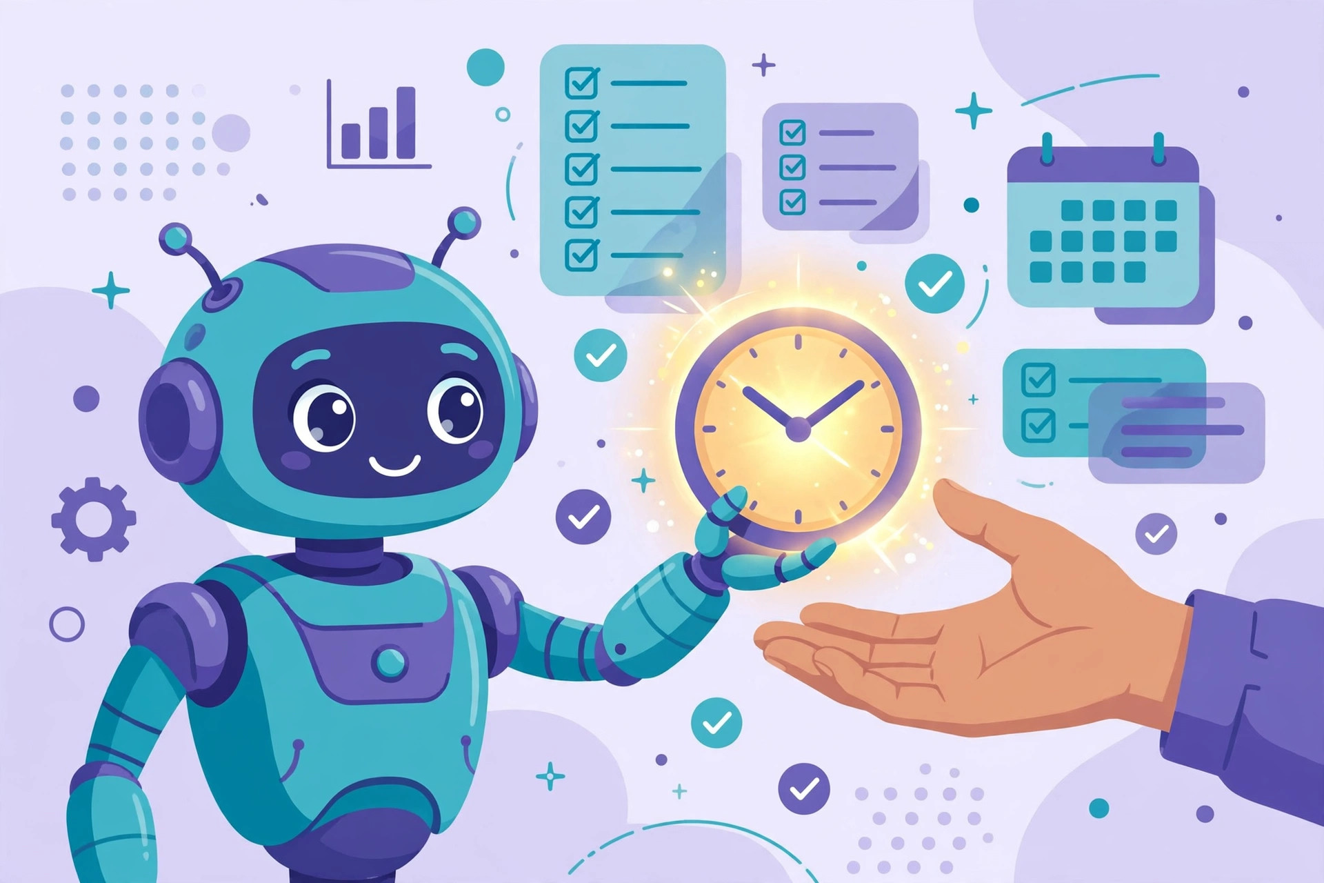 Robot assistant handing a clock to a person